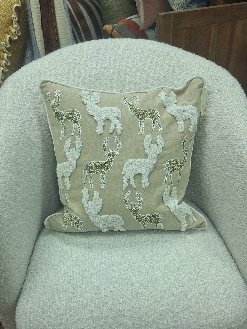 Decorative Reindeer Throw Pillow by